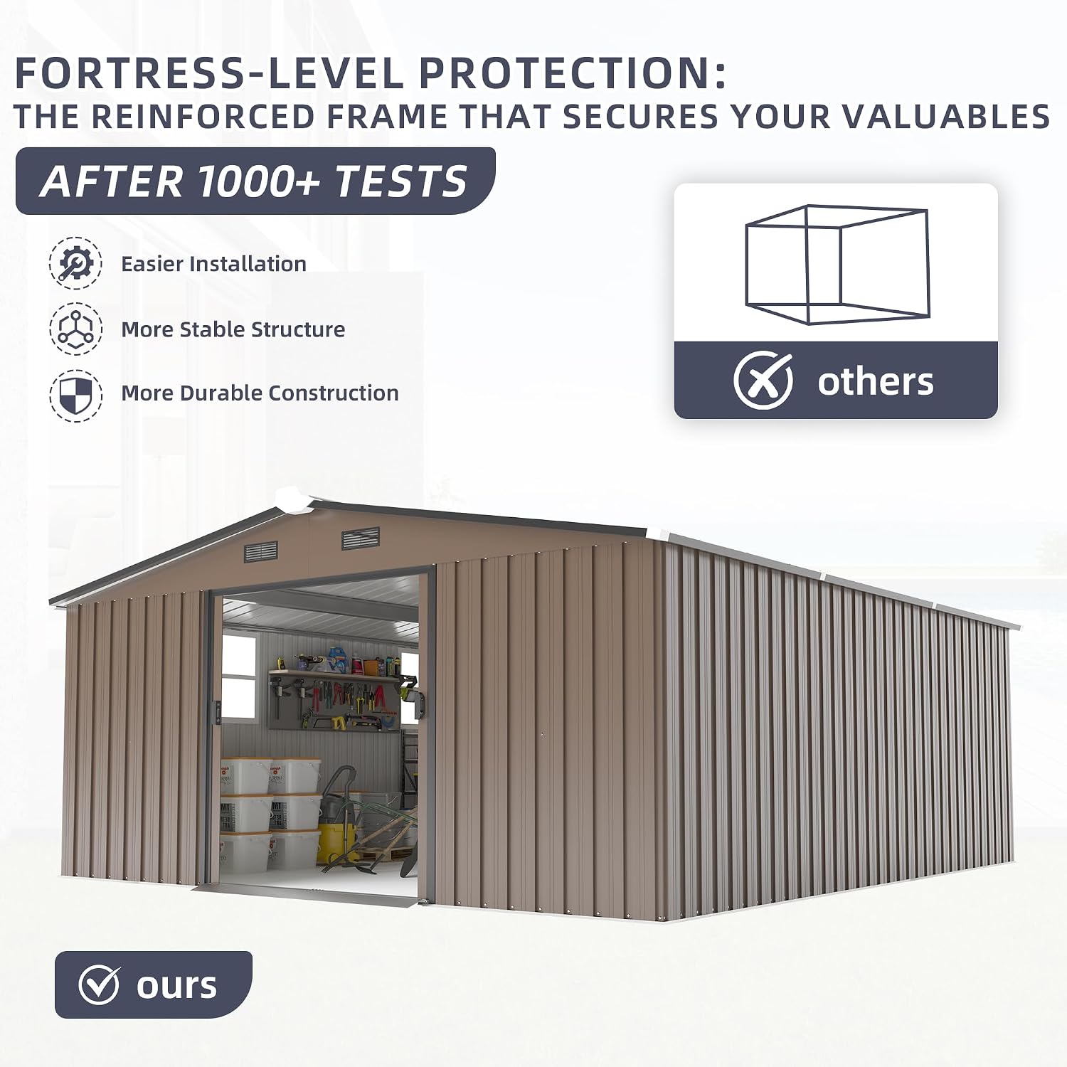 Garden Tools - 10x12 FT Outdoor Metal Storage Shed