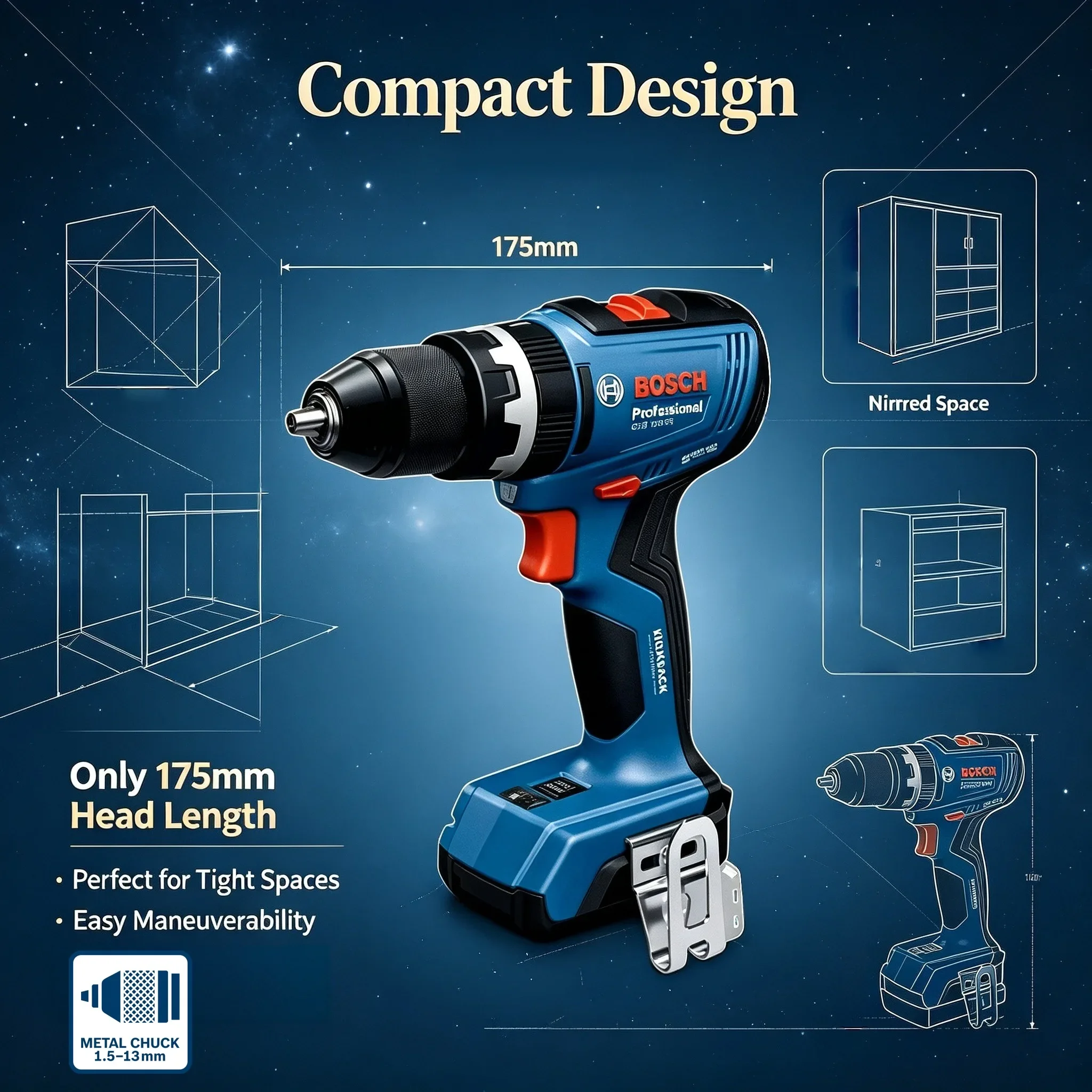 Brushless Cordless Electric Drill 18V - BOSCH GSB 18V-65 Brushless Cordless Drill