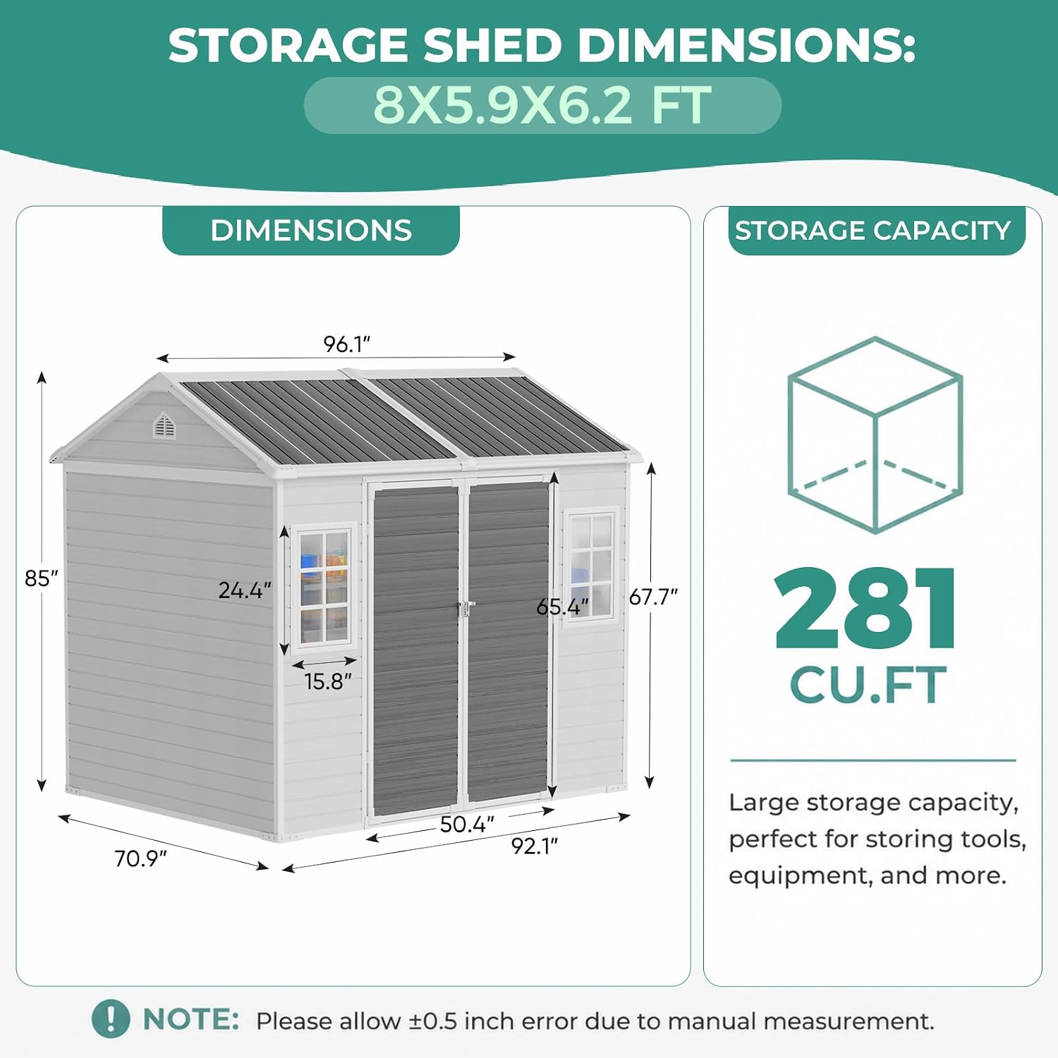 8x6 FT Resin Shed with Floor 1 - Garden Tools 评论和价格