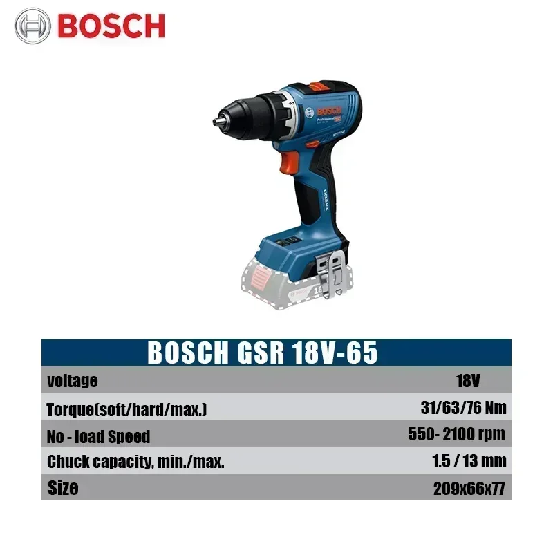Bosch GSR 18V-65 Brushless Cor - Brushless Cordless Electric Drill 18V 评论和价格