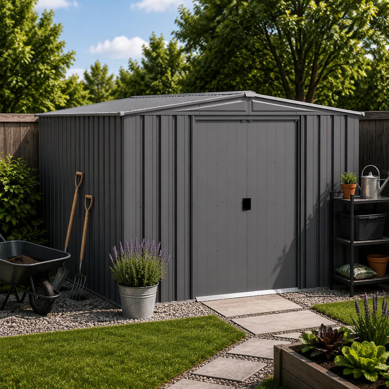 Steel Storage Shed Weatherproo - Garden Tools 评论和价格