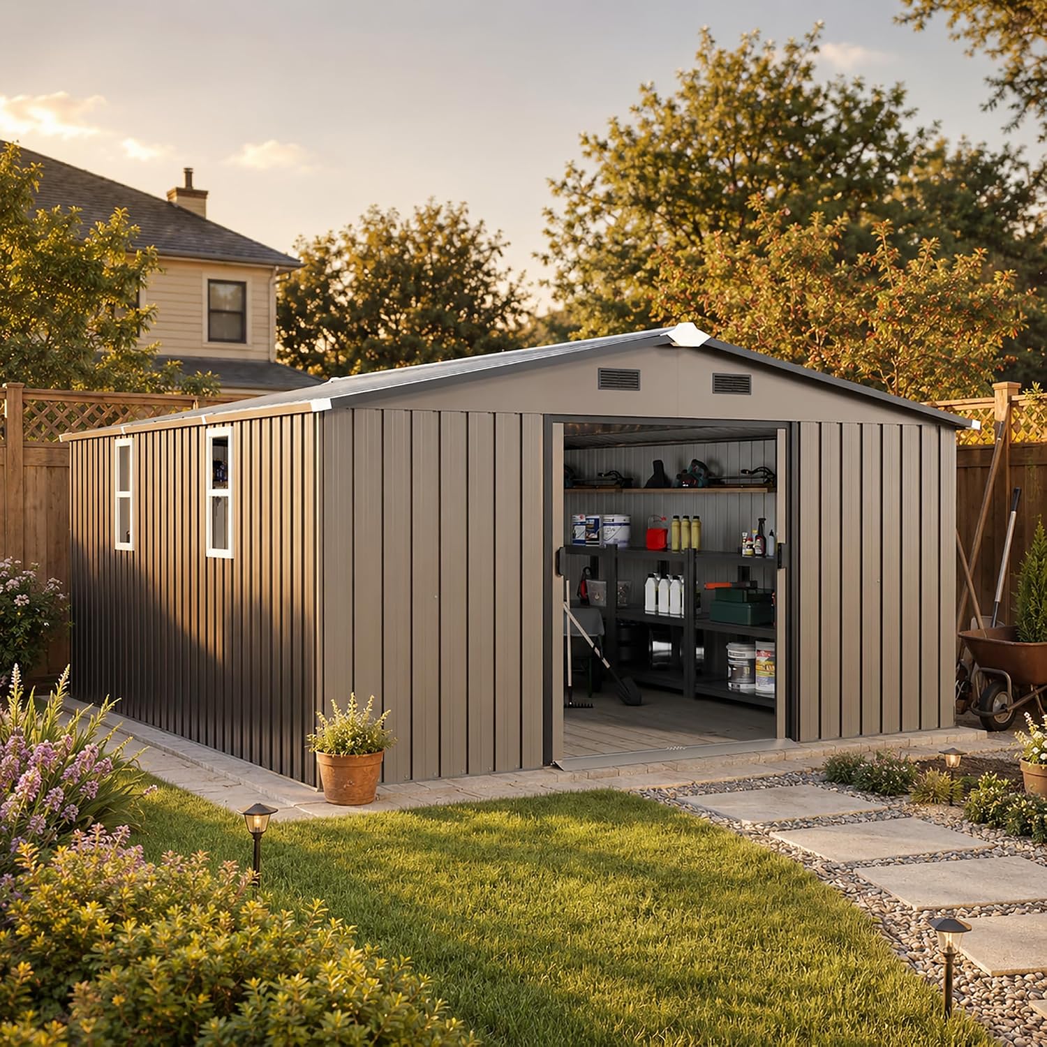 10x12 FT Outdoor Metal Storage - Garden Tools 评论和价格