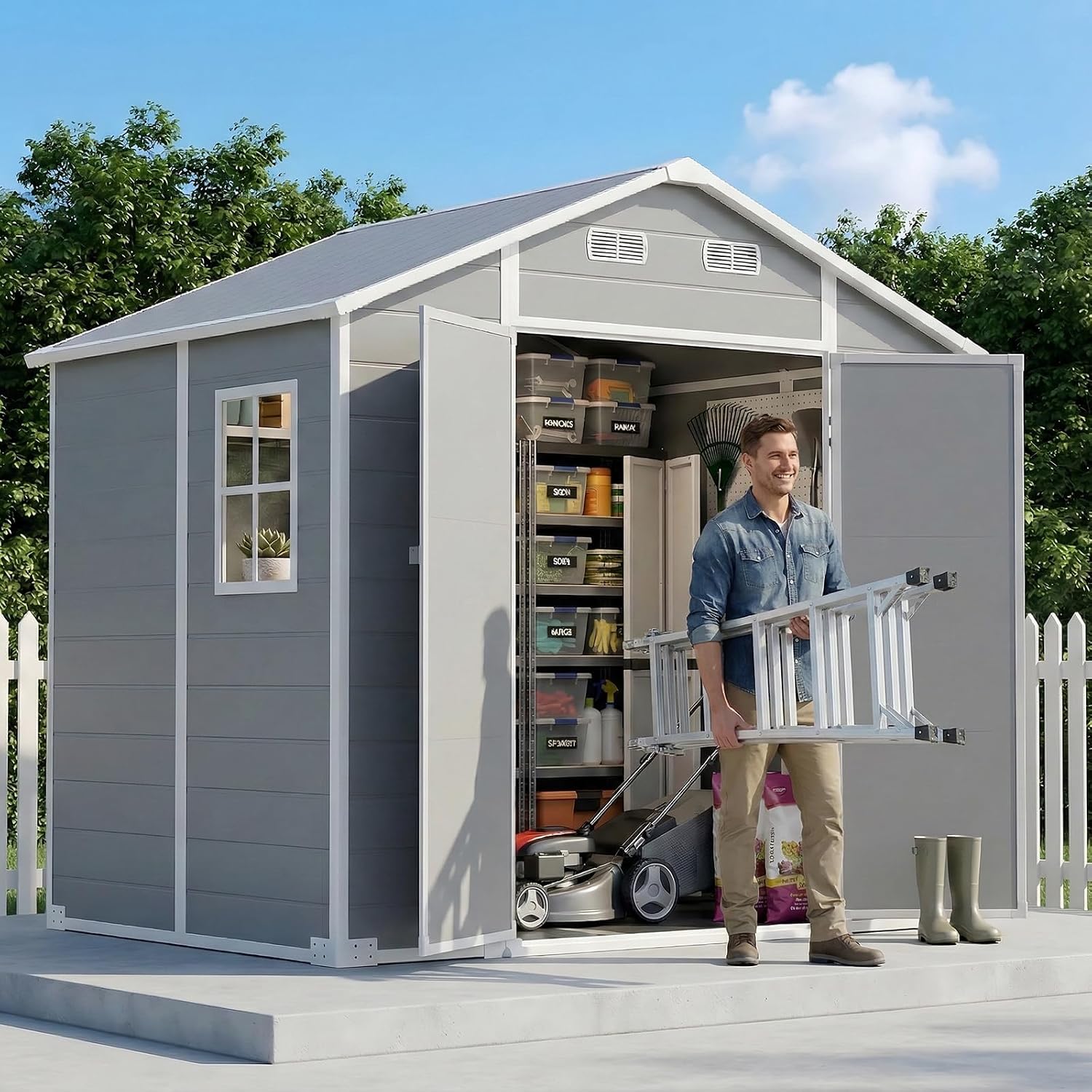 8×6 FT Outdoor Storage Shed wi - Garden Tools 评论和价格