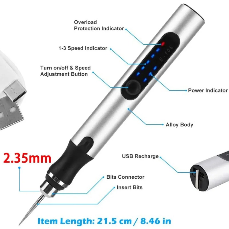Electric Engraving Pen USB Cor - Cordless Rotary Tool Kit Accessories 评论和价格