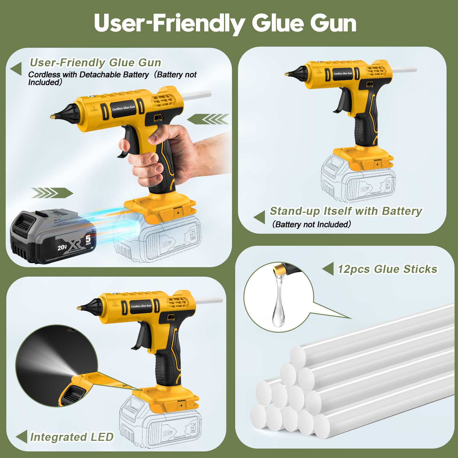 100W Cordless Hot Glue Gun for - Hot Melt Glue Gun Cordless 评论和价格