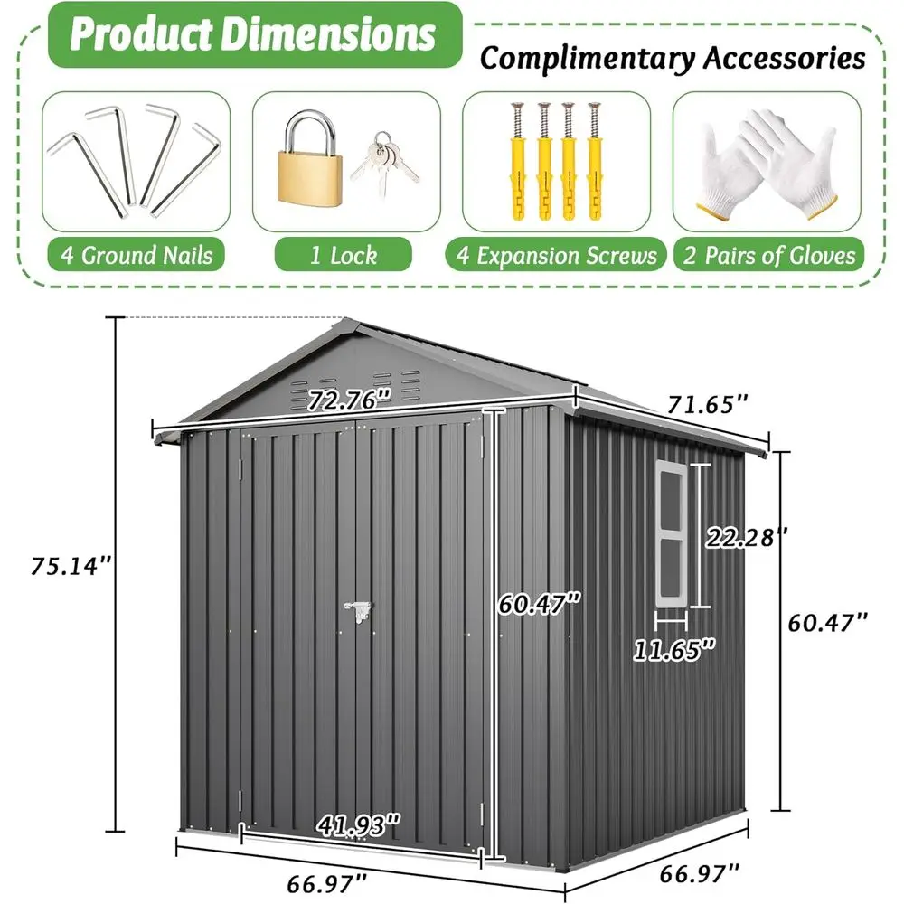 6x6 Galvanized Steel Outdoor S - Garden Tools 评论和价格